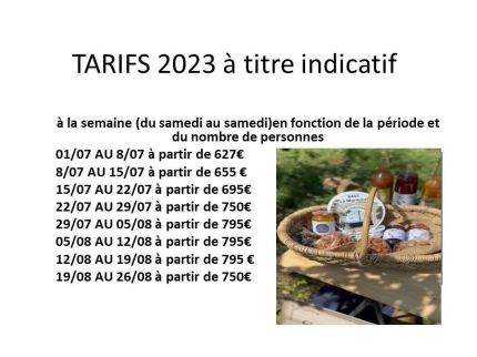 TARIFS 2023 à titre indicatif